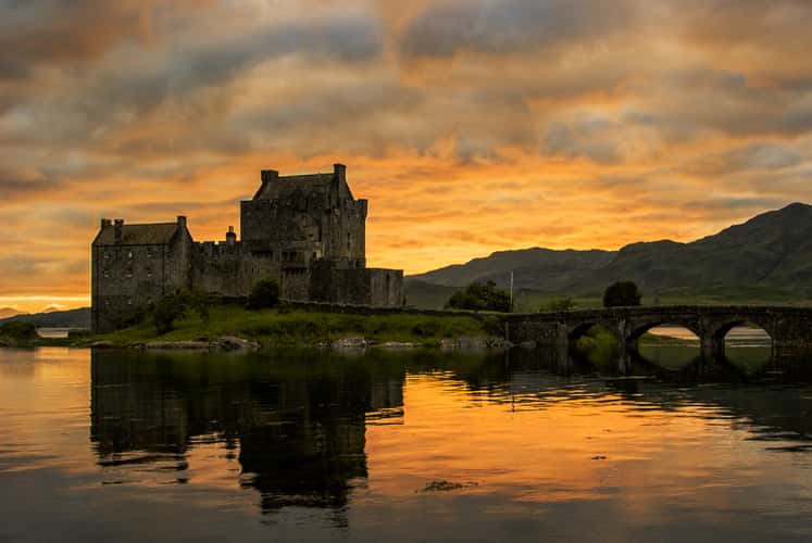 Side view of Eilean Donan Castle, Scotland