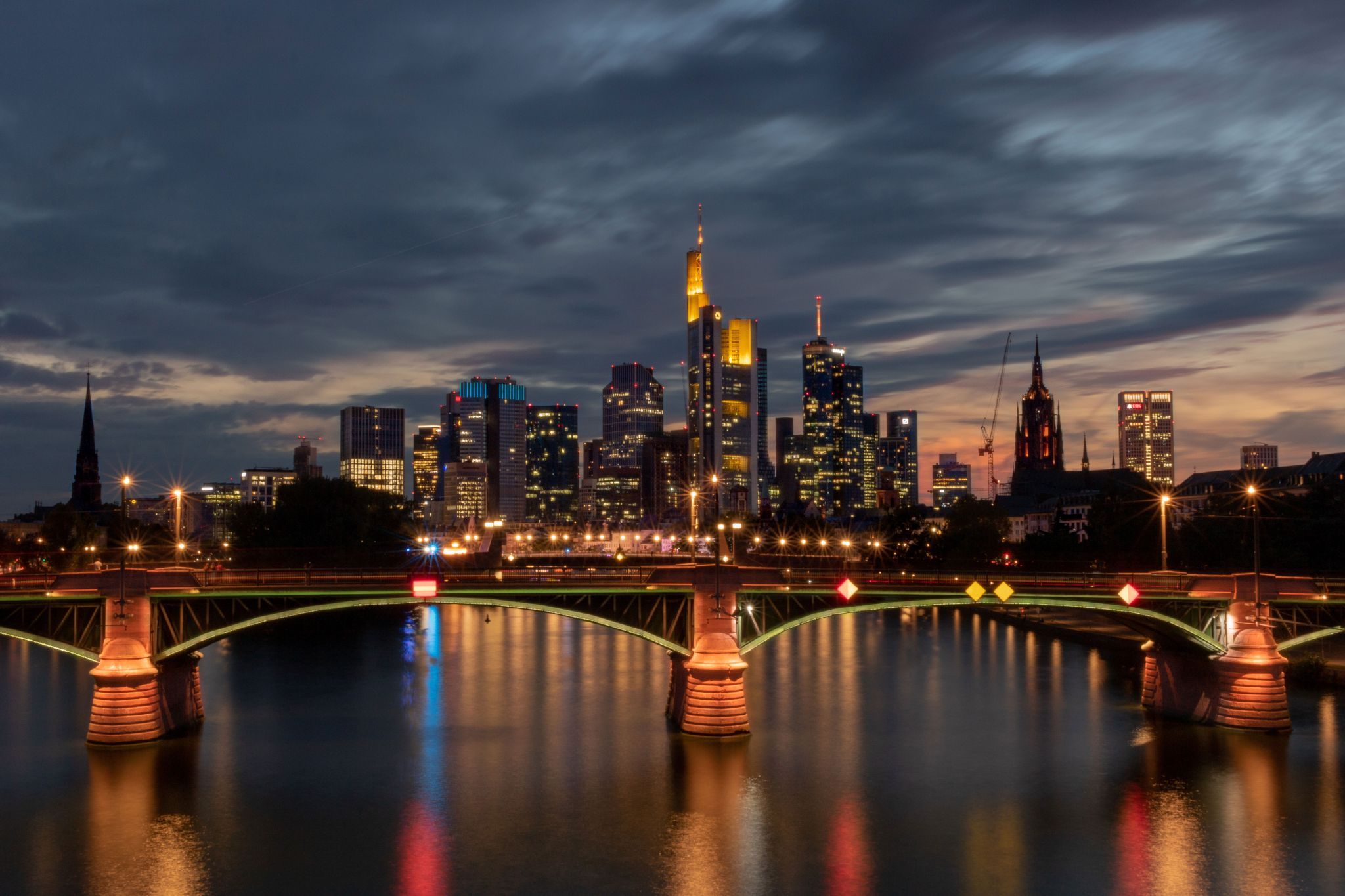 View from the Flößerbrücke, Frankfurt am Main, Germany