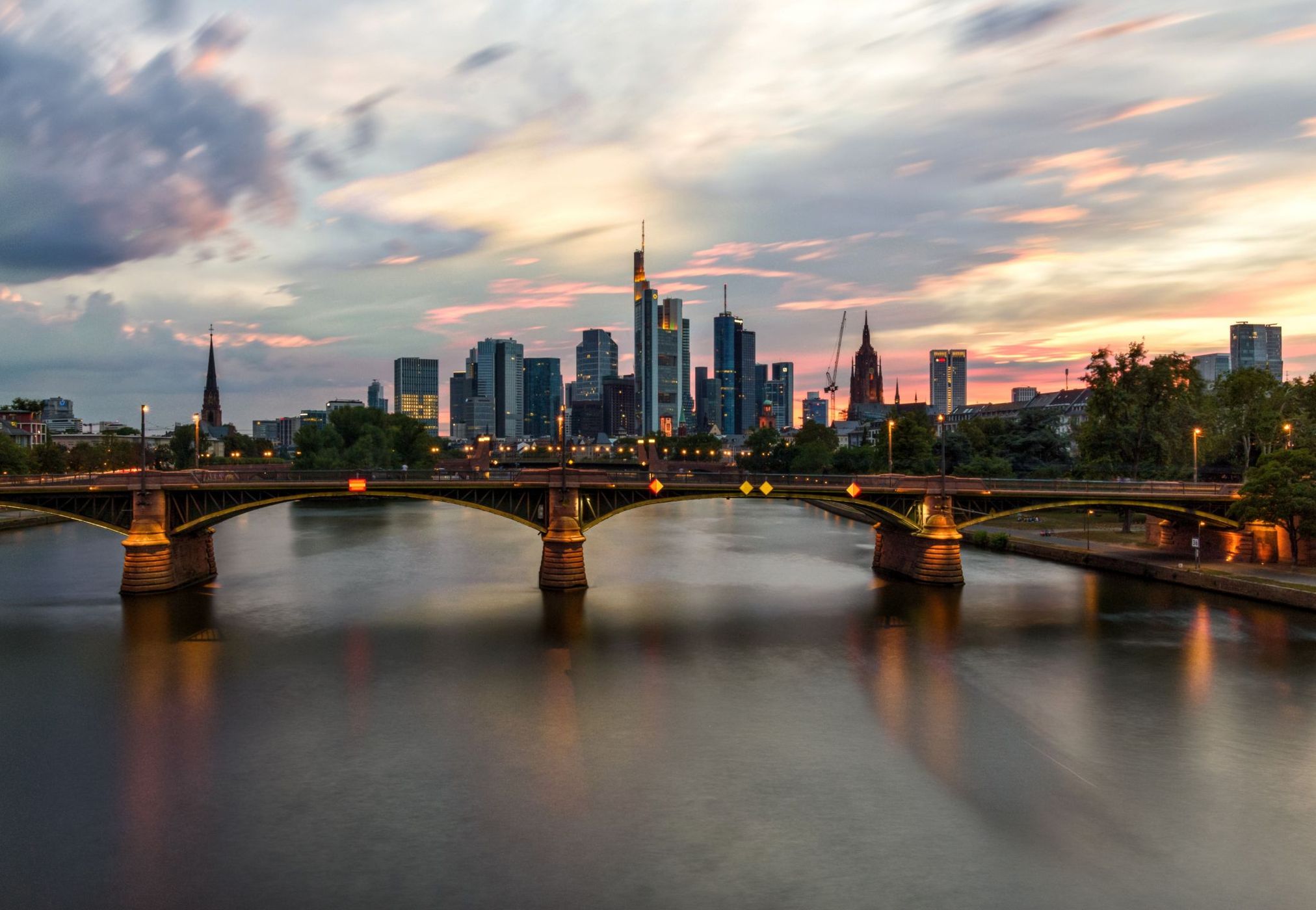 View from the Flößerbrücke, Frankfurt am Main, Germany