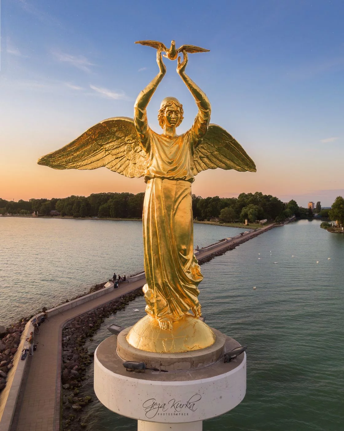Gold angel in Siofok's marina, Hungary