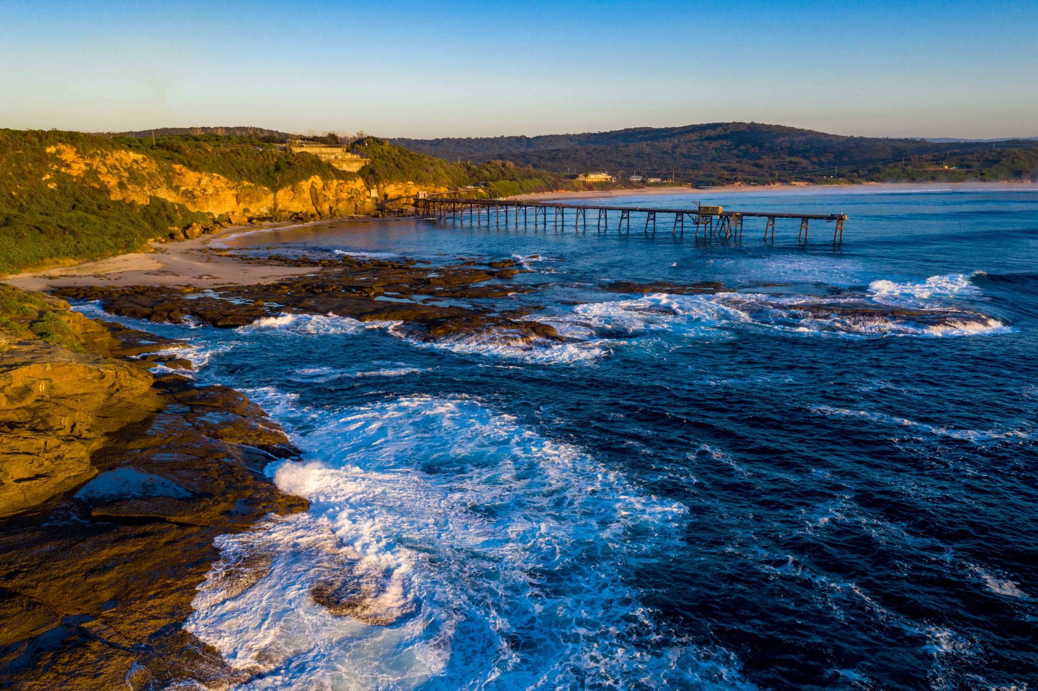 Catherine Hill Bay Jetty Drone Newcastle, Australia