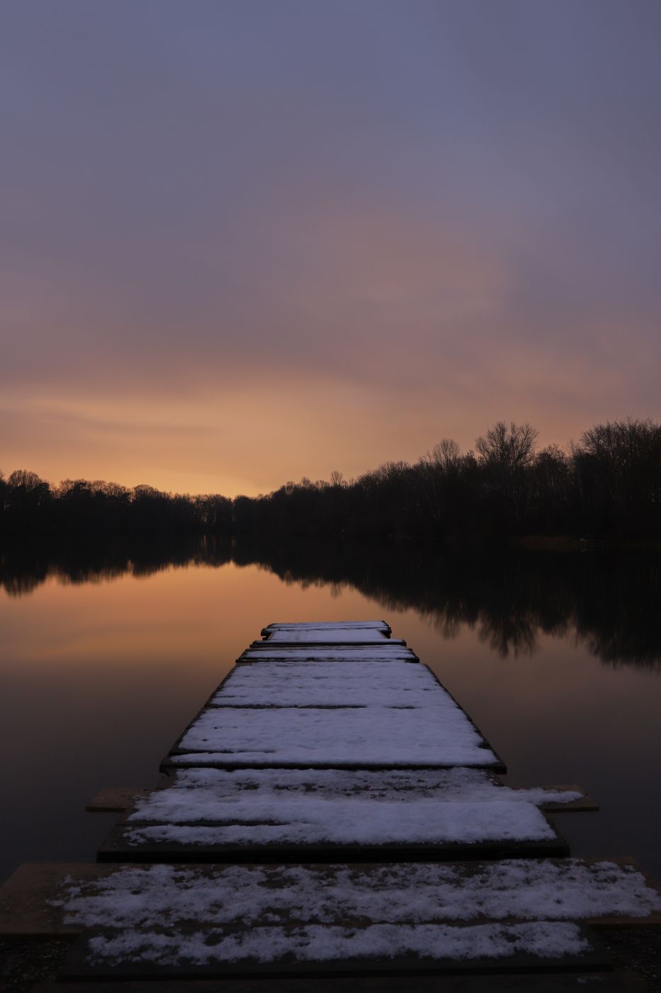 Landing stage at the fish pond near Kissing, Germany