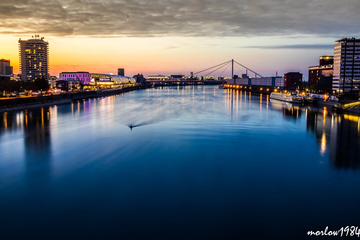 Mannheim / Ludwigshafen view to the RheinGalerie, Germany