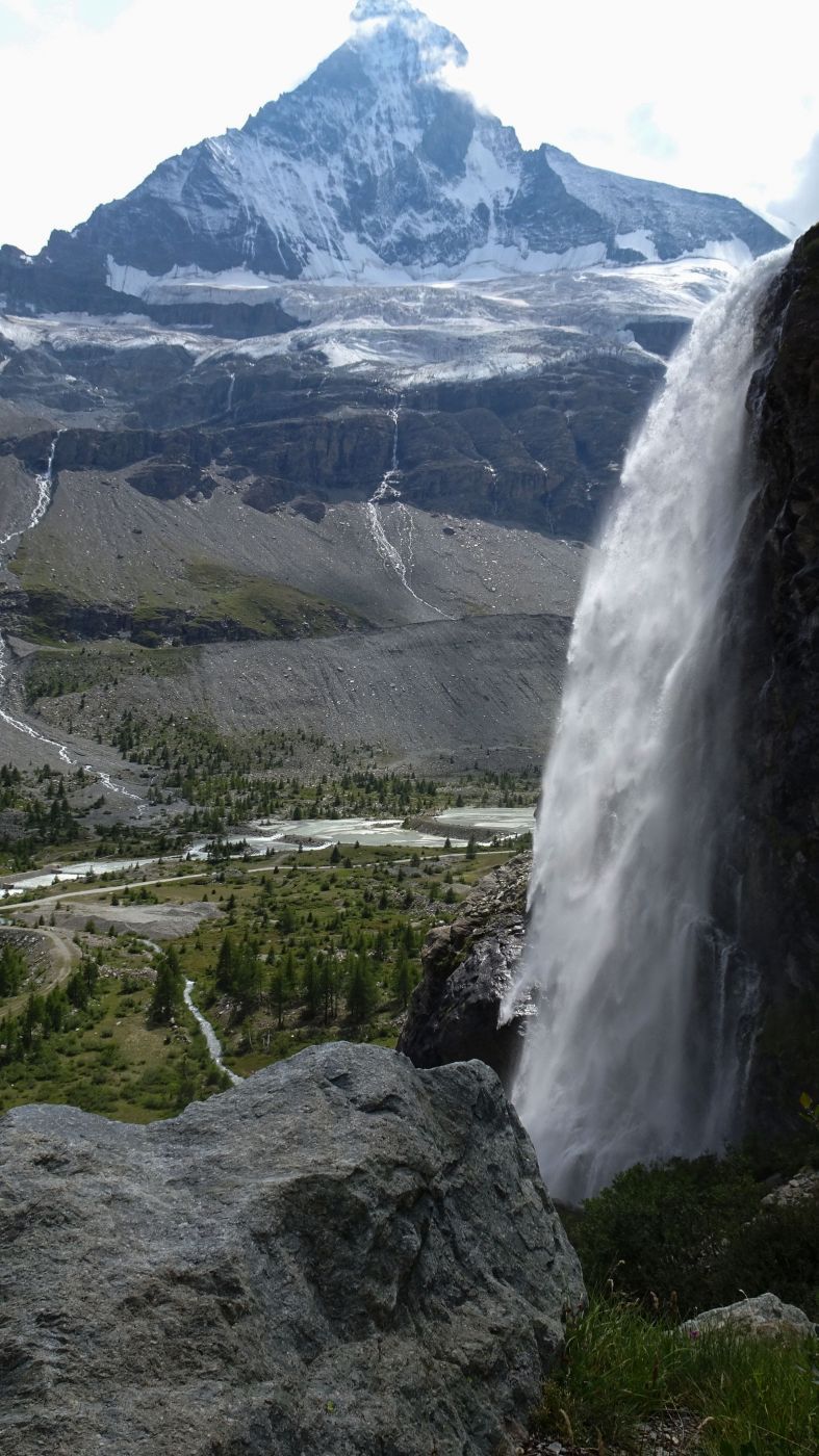 Matterhorn with waterfall, Switzerland