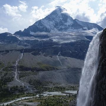 Matterhorn with waterfall, Switzerland