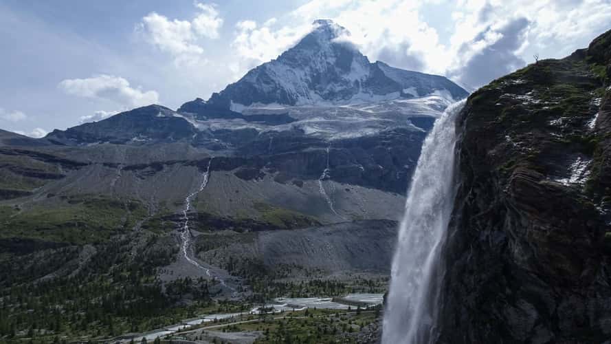 Matterhorn with waterfall