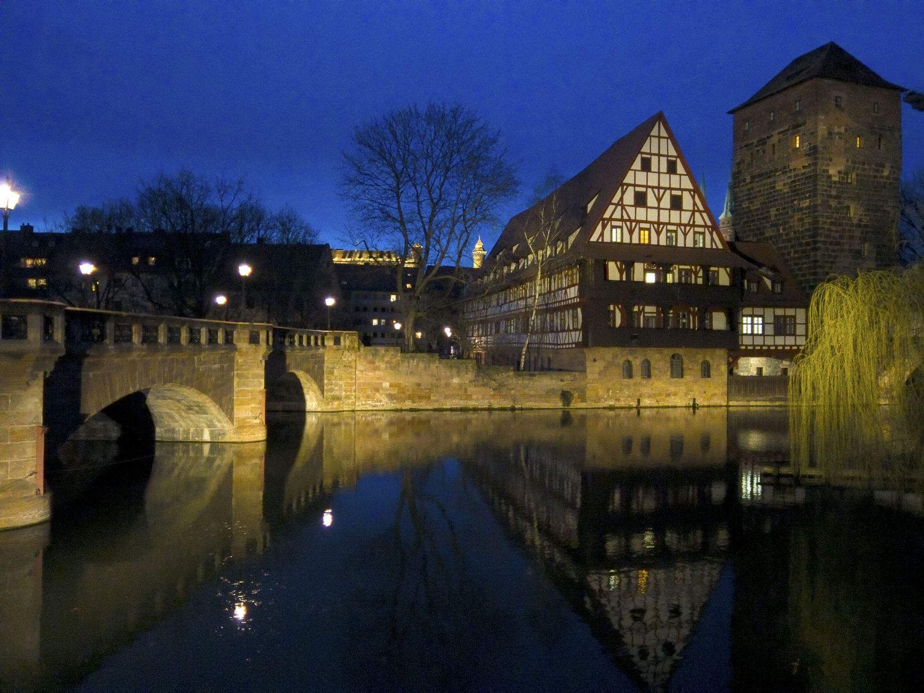 Old town and Henkersbrücke, Nuremberg, Germany