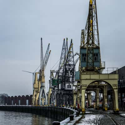 Old cranes at Rijnkaai, Belgium