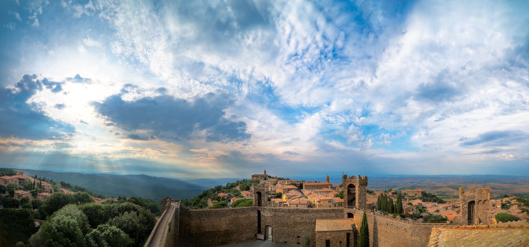 Panoramic view of Montalcino., Italy