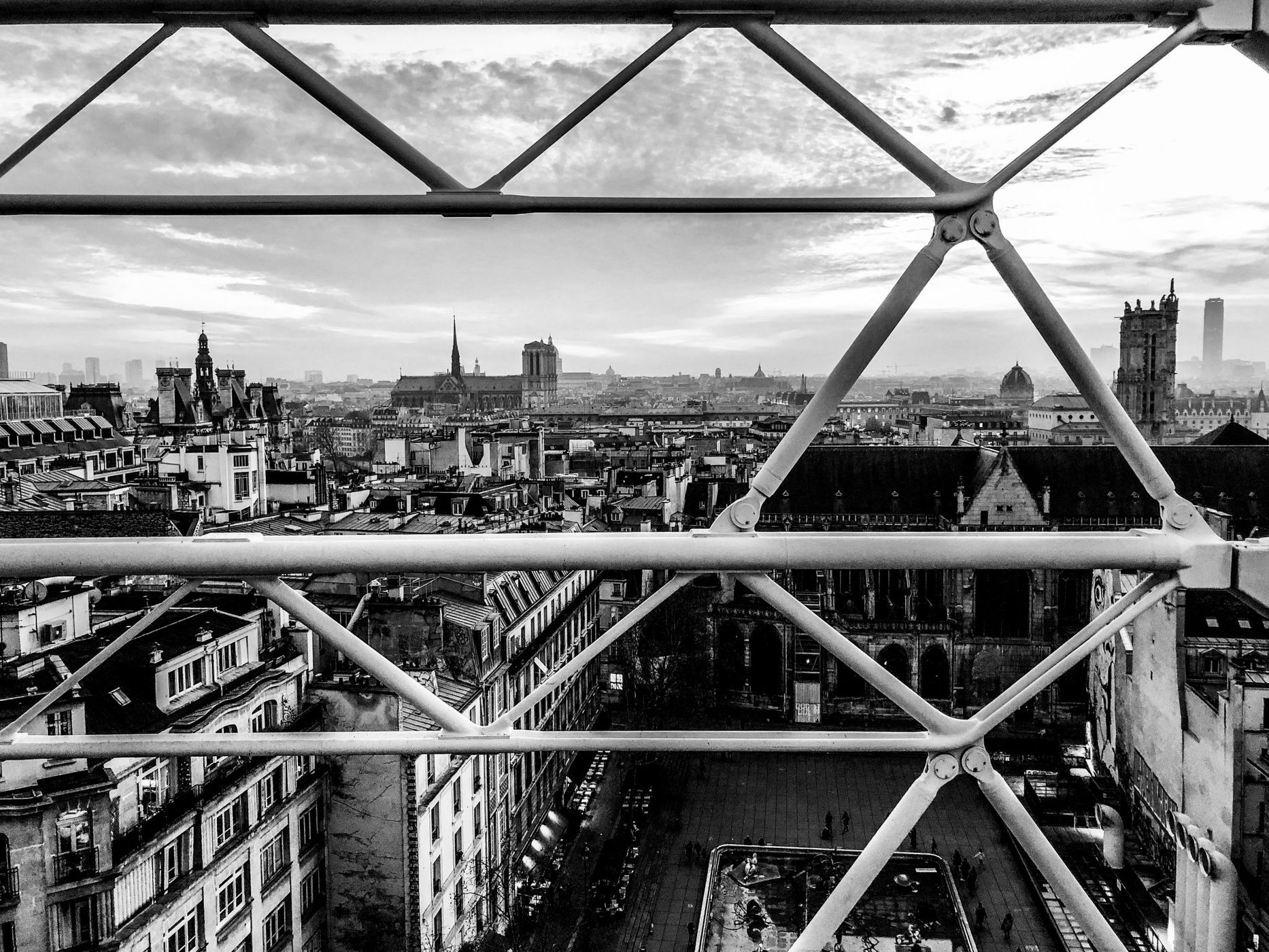 Paris roofs from top of Centre Pompidou, France