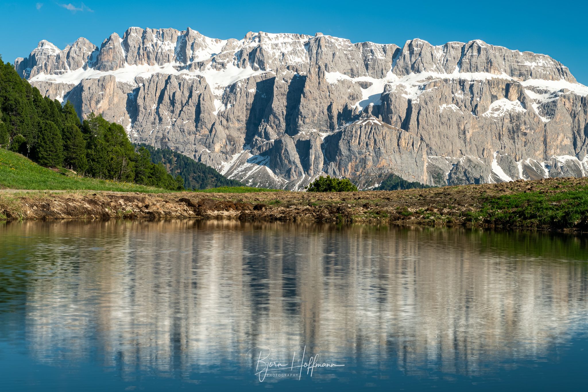 Pond with a view, Seceda, Italy