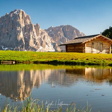 Pond with a view, Seceda, Italy