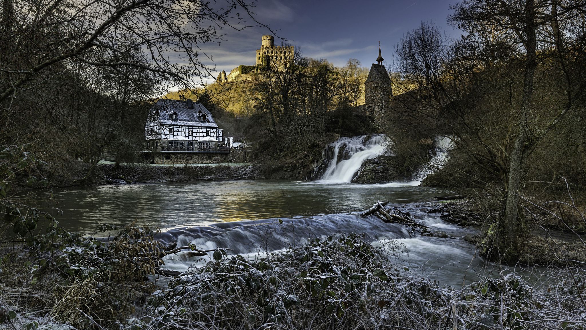 Castle Pyrmont and Waterfall, Germany