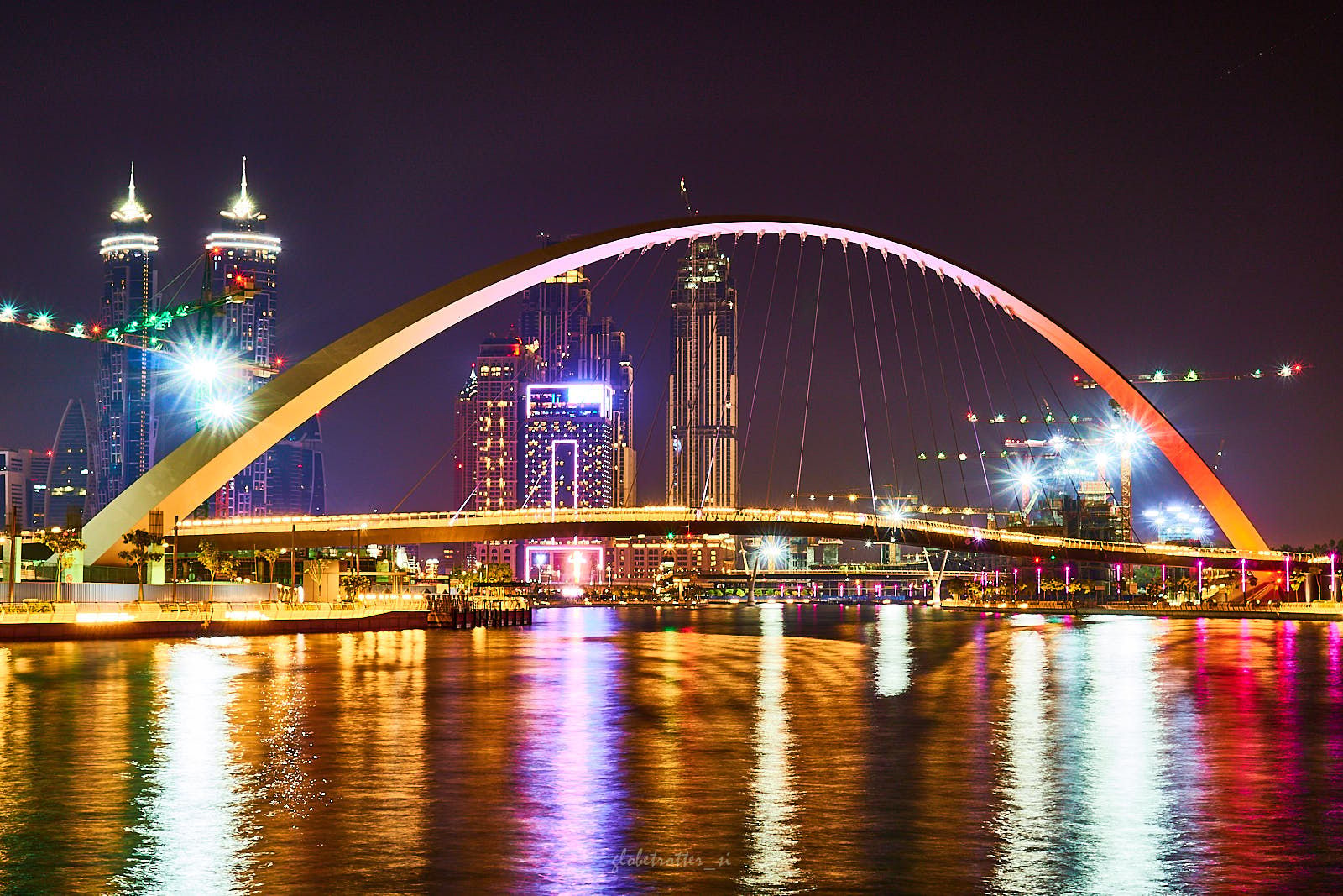 Dubai Water Canal with the Tolerance Bridge, United Arab Emirates