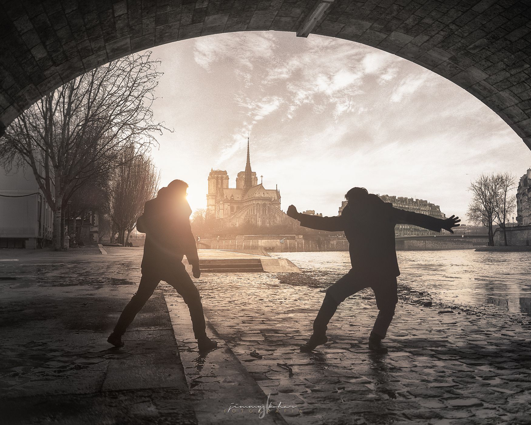 Tunnel into Notre Dame de Paris, France