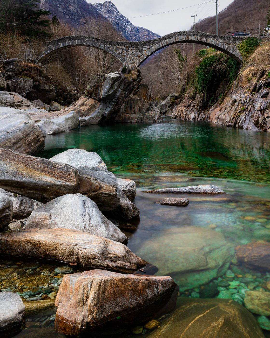 Verzasca with Church Maria degli Angeli, Switzerland