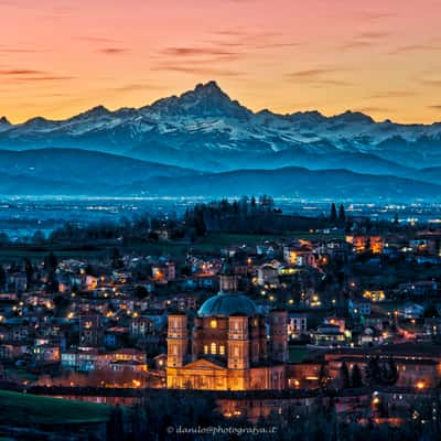 Vicoforte's Sanctuary and the Monviso, Italy