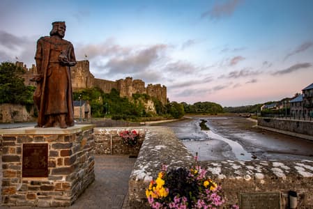 A statue of Henry VII Pembroke Castle Wales