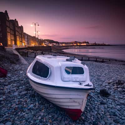 Aberystwyth Sunrise Boat on the beach Wales, United Kingdom