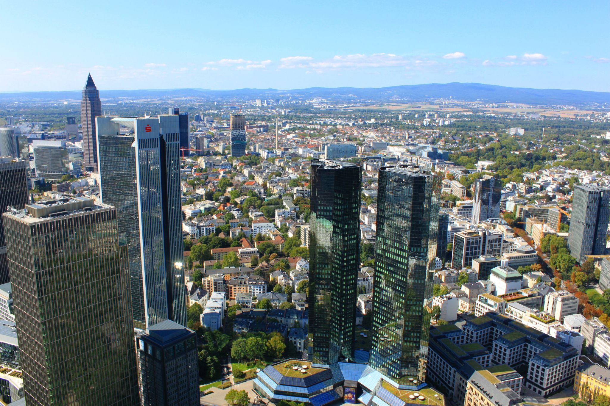 View from the Main Tower over Frankfurt am Main, Germany