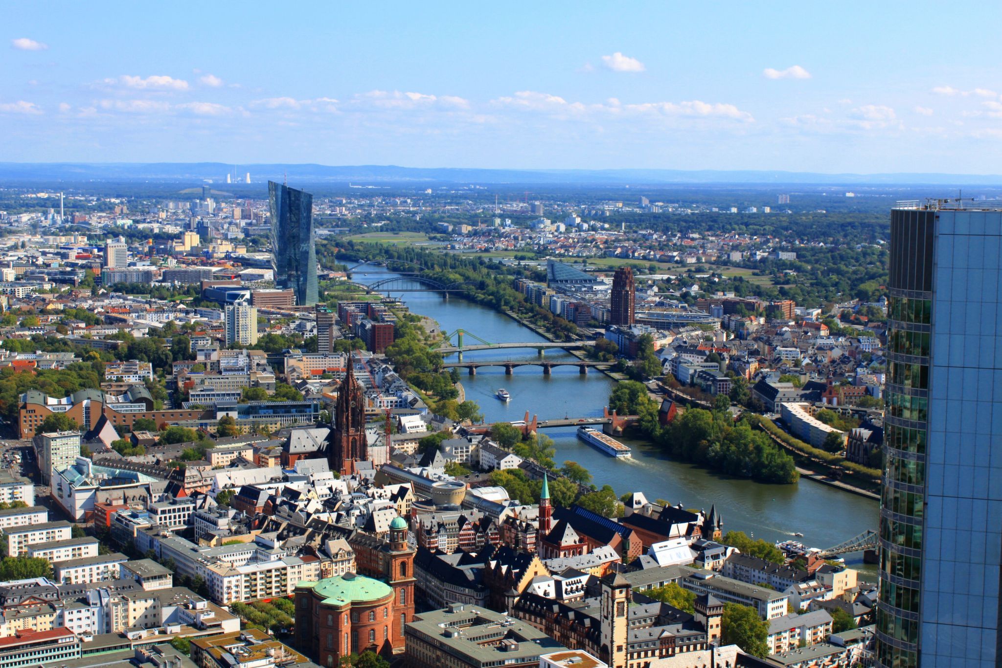 View from the Main Tower over Frankfurt am Main, Germany