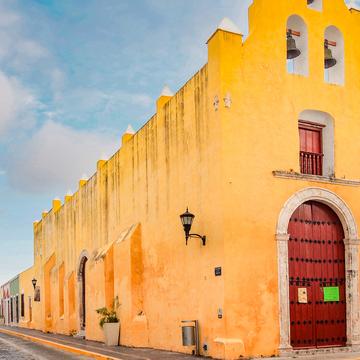 Campeche yellow church (San Roque), Mexico