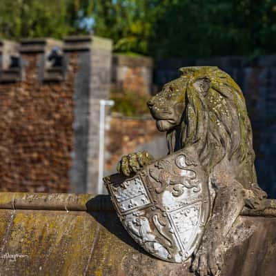 Cardiff Castle Lion on roof, Wales, United Kingdom