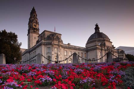 Cardiff Town Hall sunrise Wales