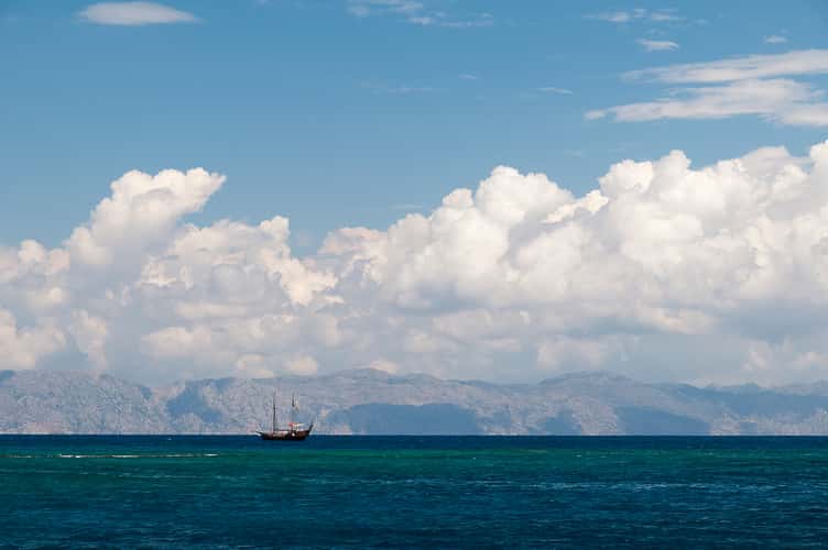 Distant view of Turkish shore