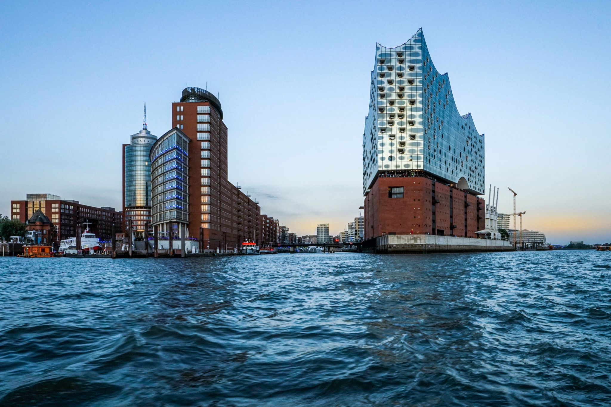 Elbphilharmonie, view from a boat, Germany