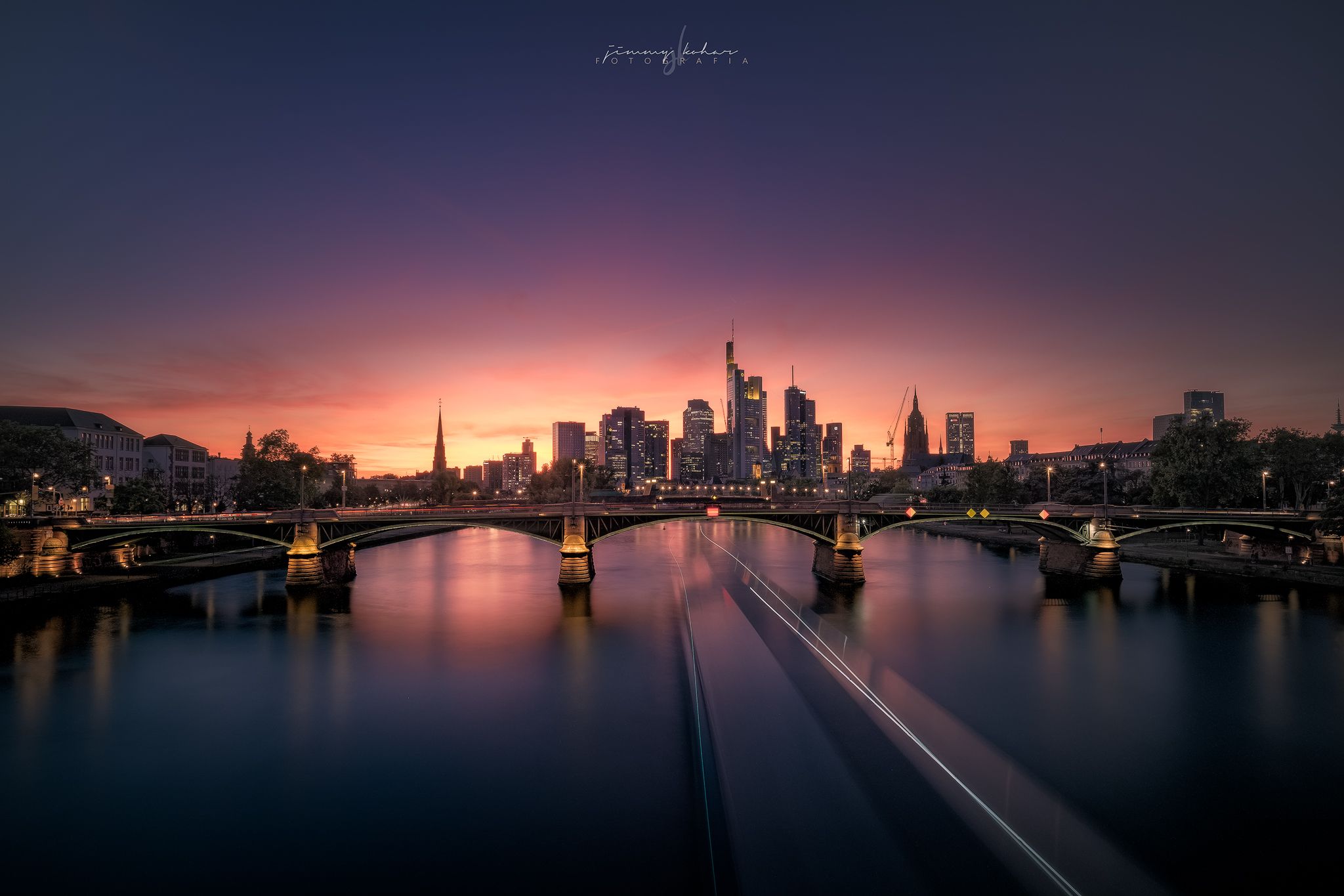 View from the Flößerbrücke, Frankfurt am Main, Germany