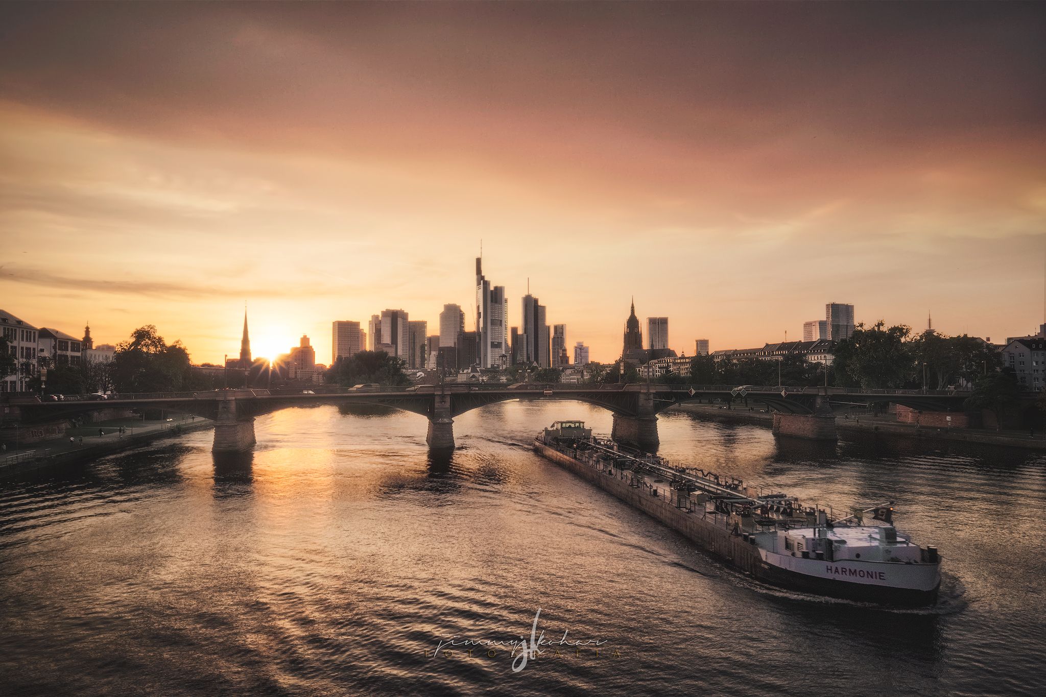 View from the Flößerbrücke, Frankfurt am Main, Germany