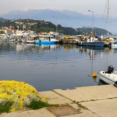 Hafen von Platamonas mit Blick auf den Olymp, Greece