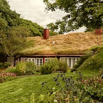 House with roof of grass, Faroe Islands