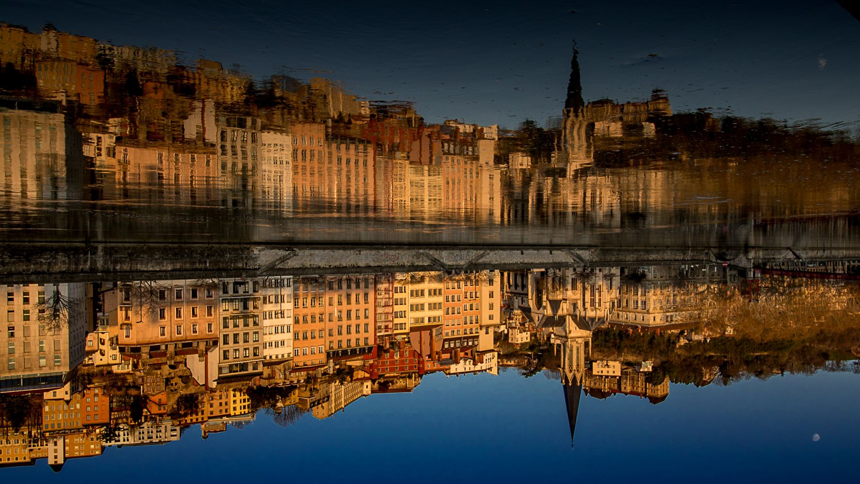 Lyon, from Saône bank, France
