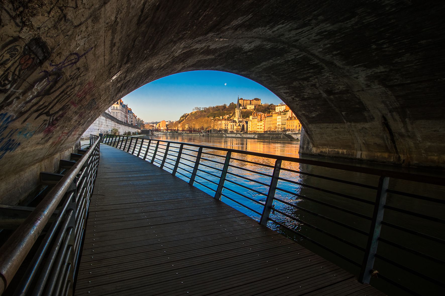 Lyon, from Saône bank, France