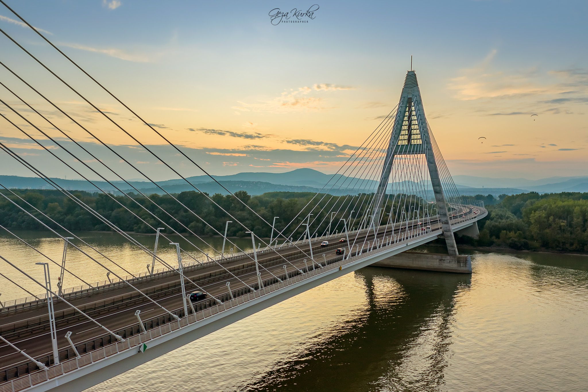 Megyeri Bridge in border of Budapest, Hungary