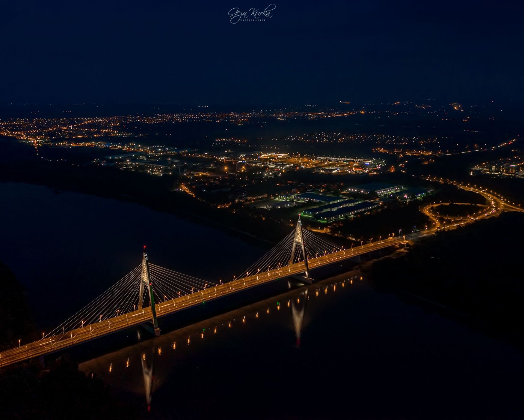 Megyeri Bridge in border of Budapest, Hungary