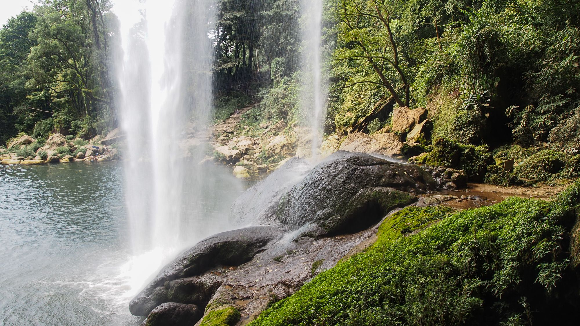 Misol-ha waterfall from behind, Mexico