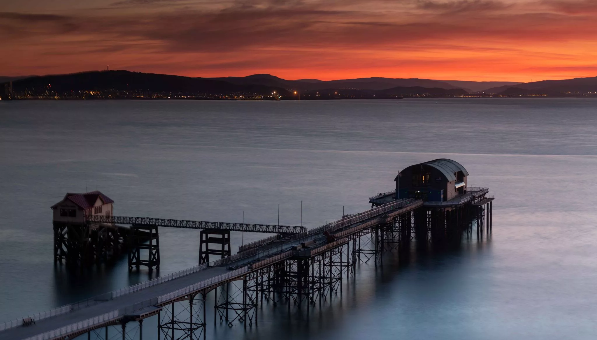 Mumbles Pier & Life Boat station sunrise Wales, United Kingdom