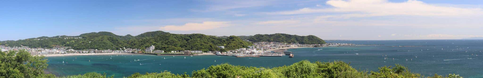 Panoramic view of Zushi Beach from Osaki Park