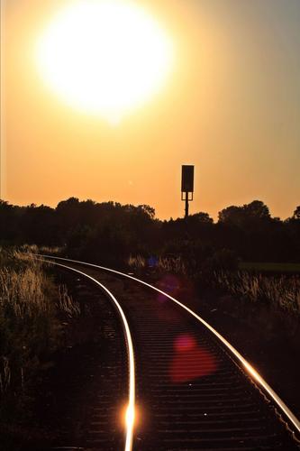 Sunset over the railway line to Coesfeld