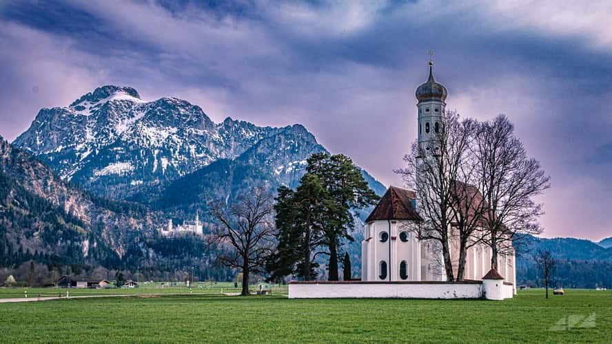 St. Coloman Church with Neuschwanstein, Bavaria