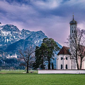 St. Coloman Church with Neuschwanstein, Bavaria, Germany