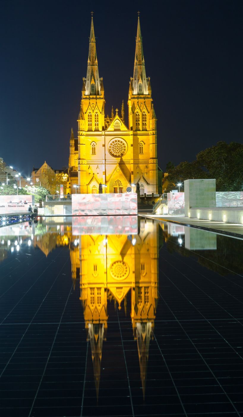 St. Mary's Cathedral from William St, Sydney, Australia