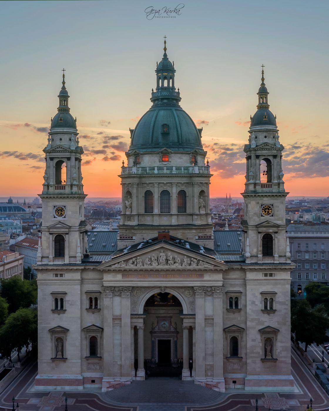 St. Stephen's Basilica from Air, Budapest, Hungary