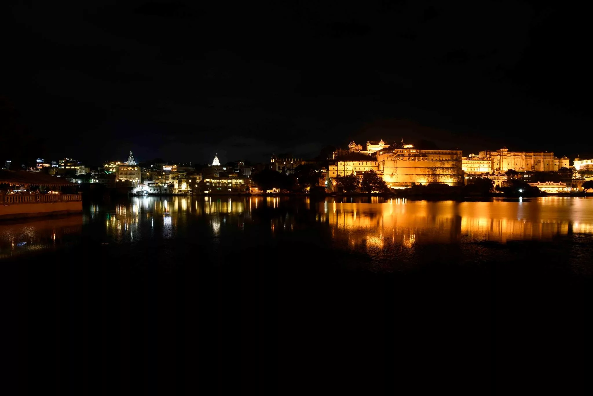 Udaipur Palace at night, India
