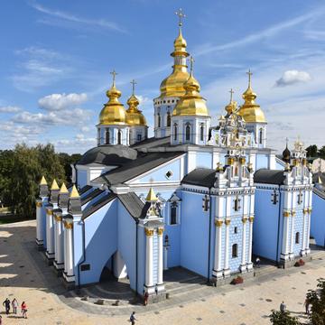 View over St. Michael's Cathedral from towerbell, Ukraine