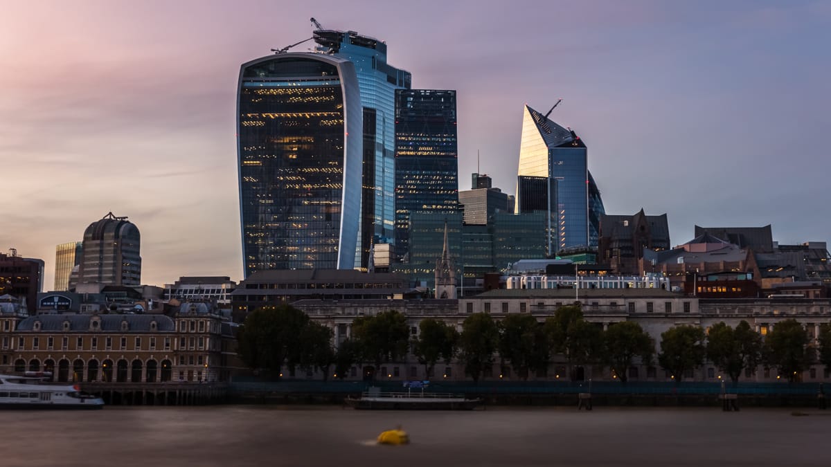 The City of London from across the river, United Kingdom