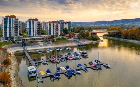Yacht harbour in Budapest.